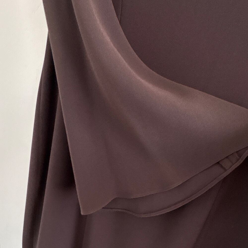 Tom and Linda Platt Brown Solid Boat Neck Sheath Knee Dress Zip Size 8 - Picture 5 of 9